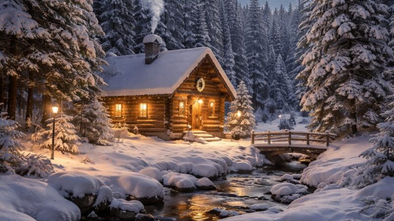 Carte de Noël virtuelle : poème d&rsquo;une nuit hivernale sereine
